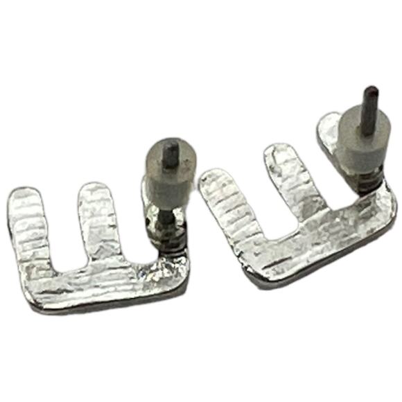 Initial E Post Earrings Glitter Sparkle Letter Black Holographic Stud Alphabet - Picture 4 of 5